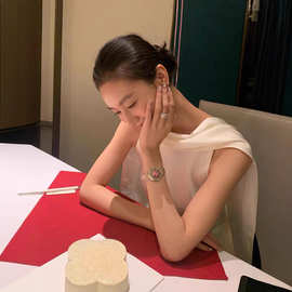 TZ7255法式设计感时尚御姐风无袖飘带衬衫女小众气质优雅白色上衣