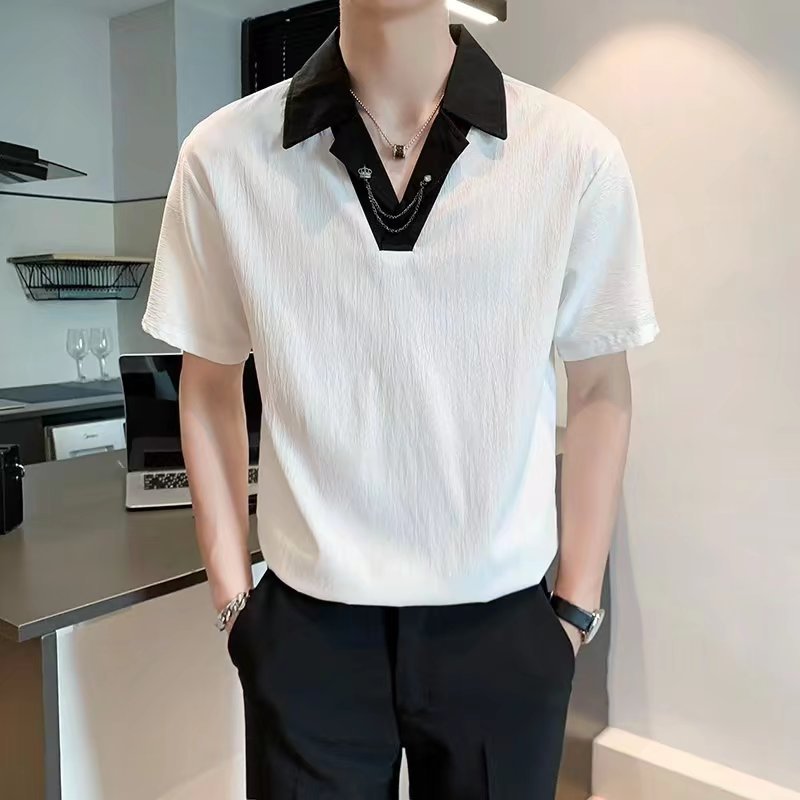 Polo camiseta de manga corta para niños, tops de solapa de verano de media manga de todo fósforo para estudiantes de moda, camiseta juvenil de marca de moda