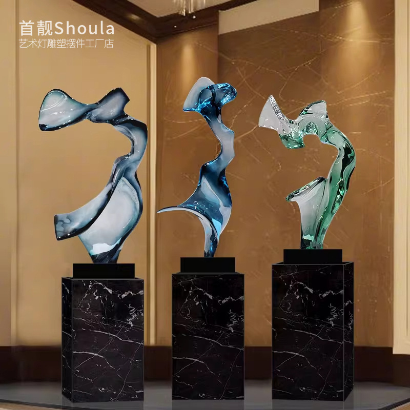抽象艺术摆件透明树脂雕塑酒店大堂别墅客厅样板间玄关装饰工艺品