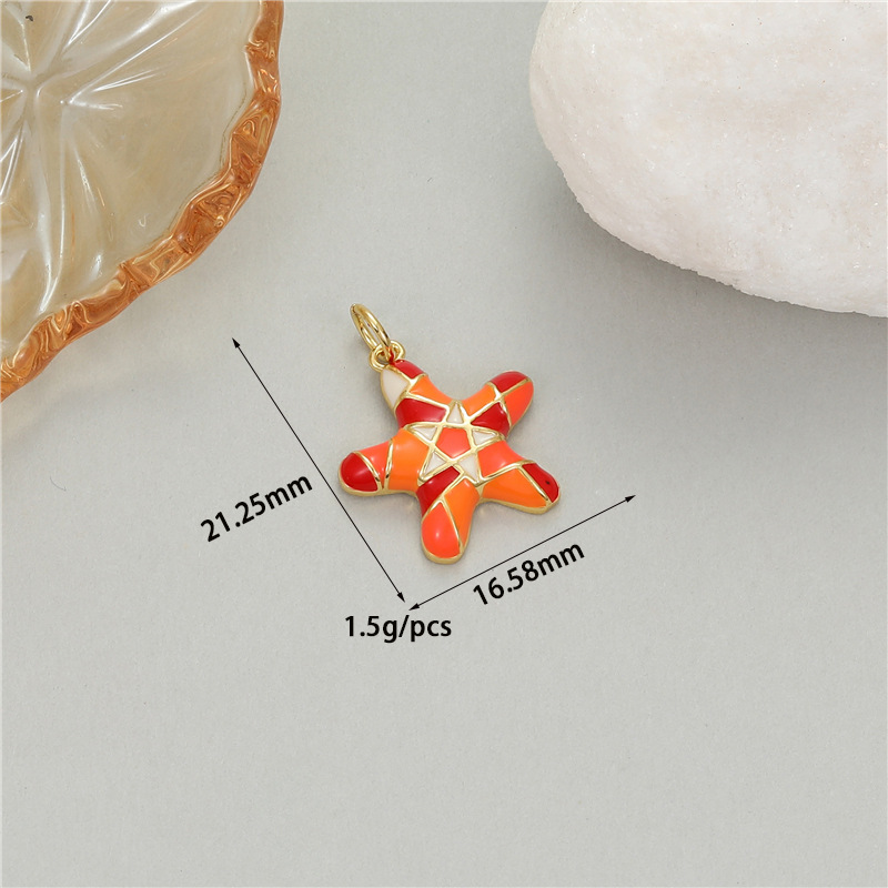 5g Weight Pendant Jewelry Making Type DIY Ornament Accessories Classification 1 Piece Quantity Copper Material Starfish, Dolphin, Fish Tail Pattern All Seasons Season Plating Design Cute, Vacation, Beach Style 1 Piece Copper Starfish Dolphin Fish Tail Pendant DIY Ornament Accessories 2
