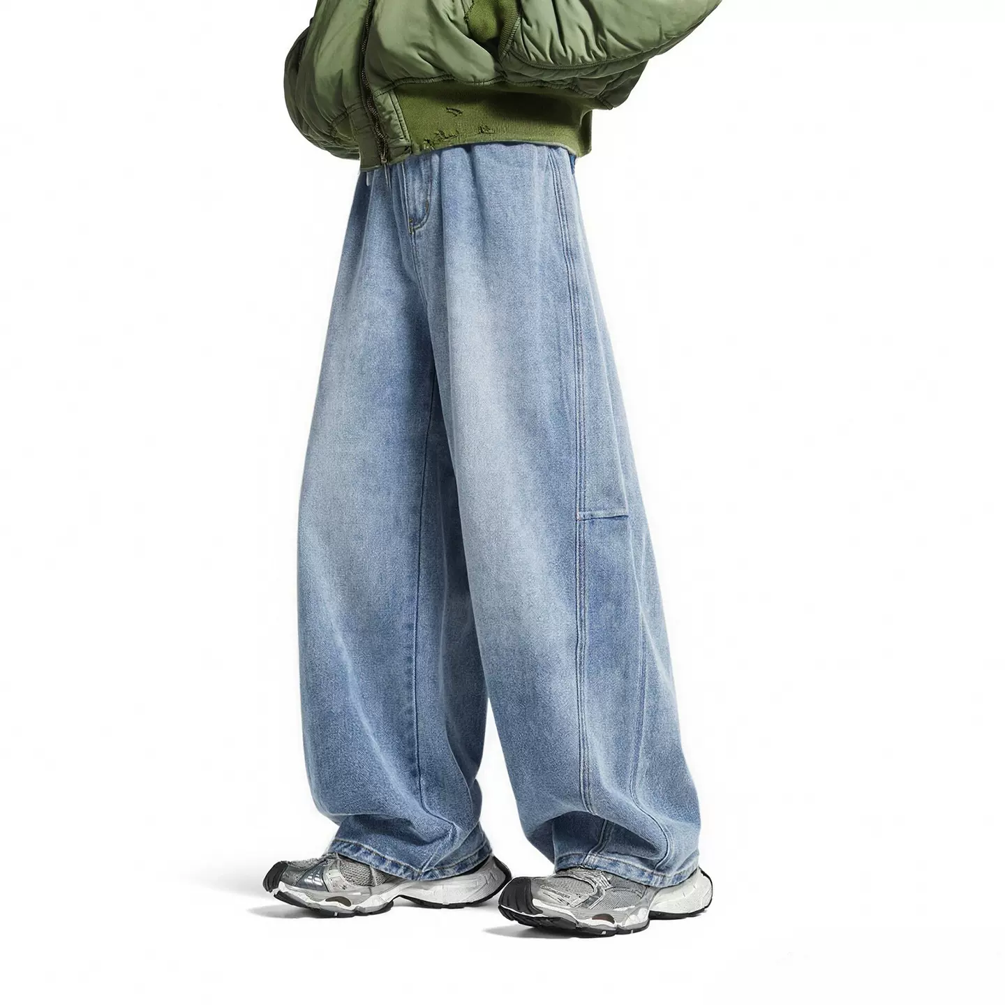 捷展男装|阔腿工装牛仔裤25秋季新品美式复古水洗做旧混纺休闲裤