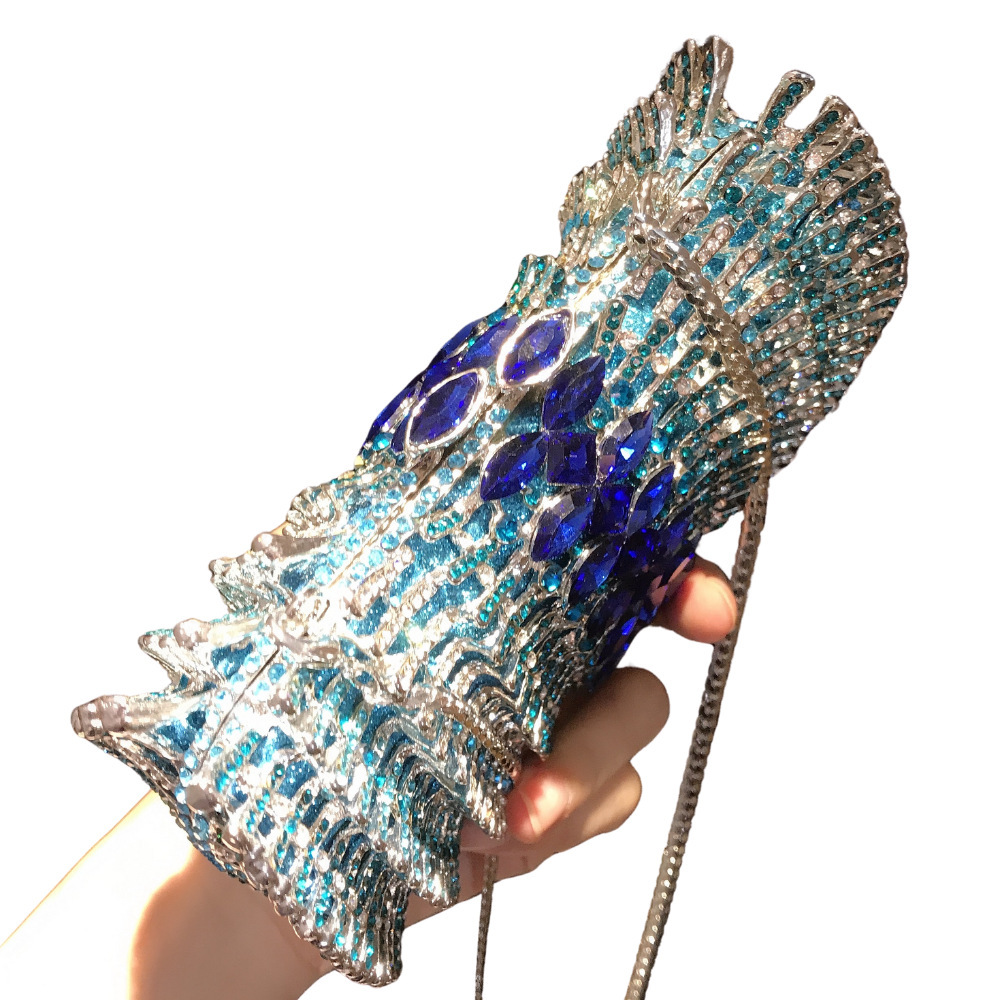 Oriente Medio África Sudeste Asiático damas cristal diamantes bolso de cena bolso de hombro aleación material galvanizado duro