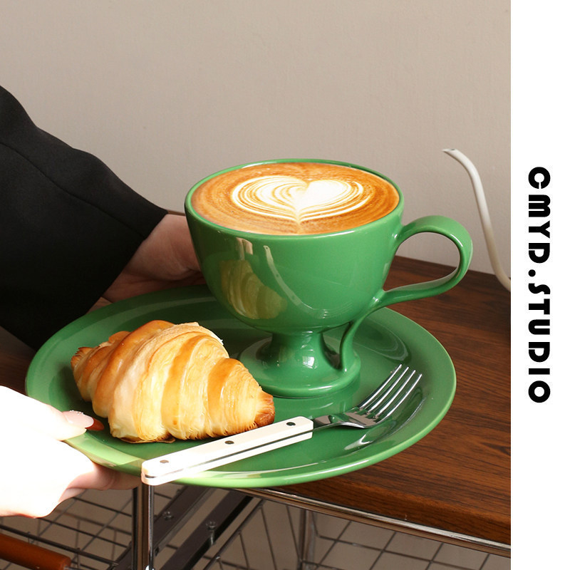 Time's Cup 1 Piece Original Mark Green Forest Fairy Tale Ceramic High-Value Coffee Pairing Cups Valentine's Day Gift