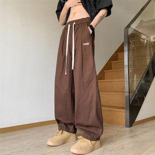 Japanese-Style Oversized Drape Casual Pants for Men, Spring and Summer Straight Loose Trendy Retro Sports Wide-Leg Cargo Pants