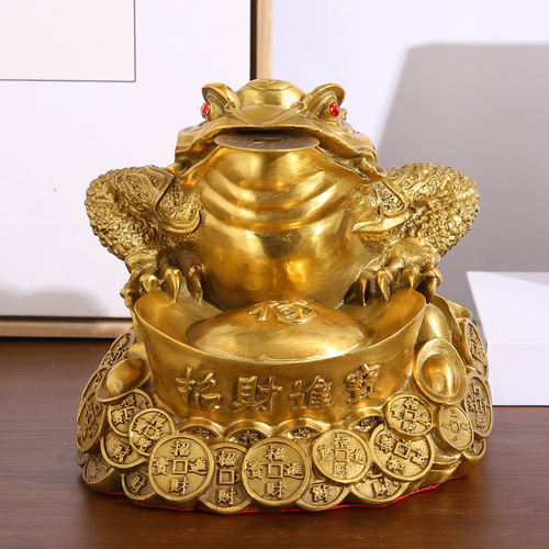 Good quality brass ingot golden toad ornaments brass three-legged golden cicada toad home opening office gifts manufacturer wholesale