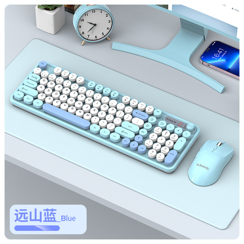 蝰蛇WK300充电无线键盘鼠标套装蓝牙双模拼色女生笔记本电脑键盘|undefined