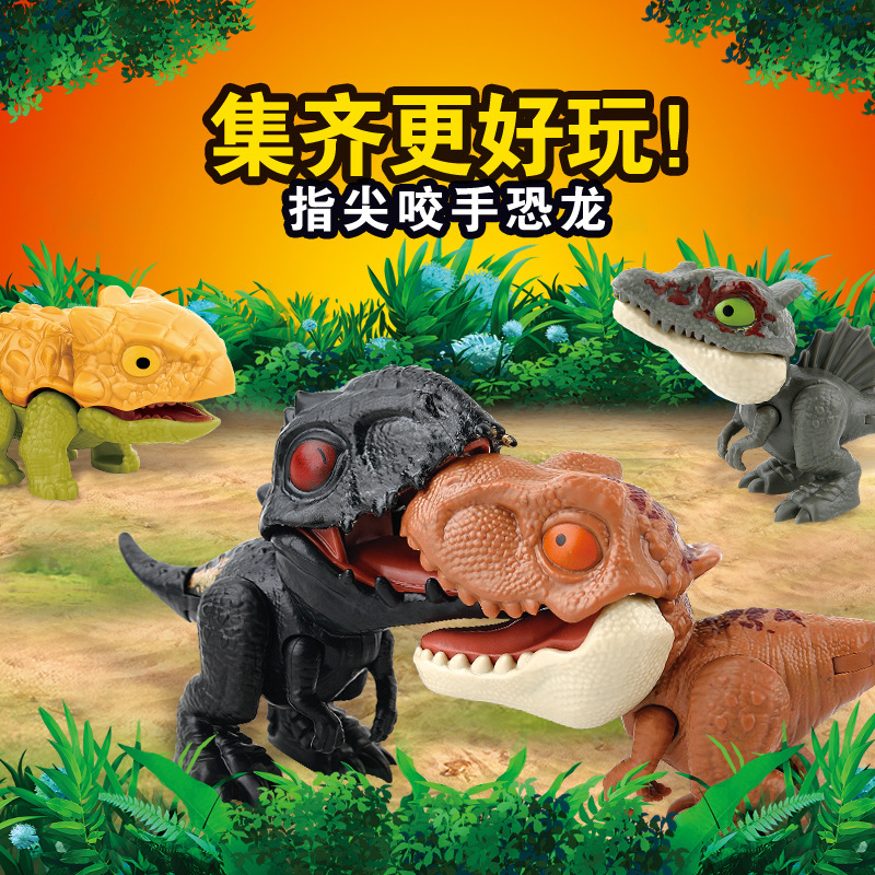 Dedo mordido juguetes de dinosaurio para niños mordido mano modelo de dibujos animados para niños regalos de huevos de dinosaurio simulación de dinosaurio al por mayor