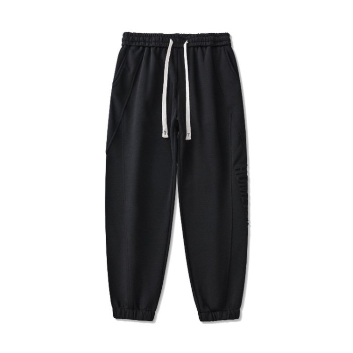 2025 otoño y invierno pantalones negros de pie pantalones deportivos largos lar
