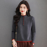 2025秋冬新款女装针织毛衣女半高领气质宽松保暖妈妈上衣厚年轻款，女装针织衫/毛衣，妃慕昵服饰