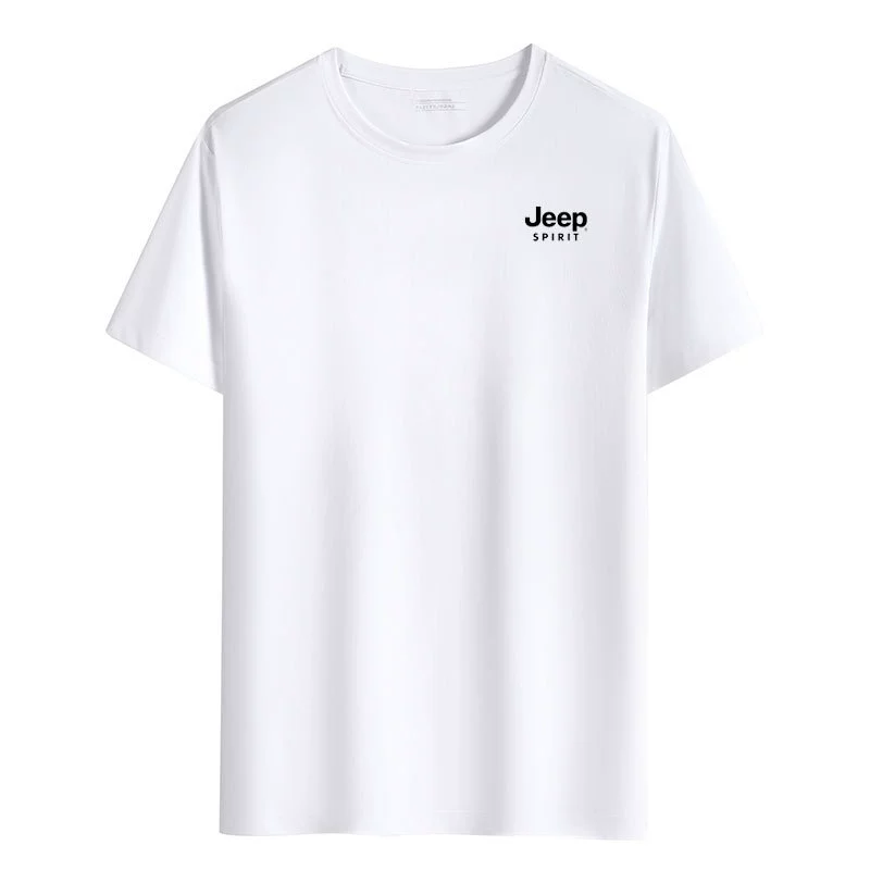 JEEP SPIRIT Ледяной Шелк Мужская футболка с короткими рукавами свободная рубашка с круглым вырезом большого размера Молодежная повседневная футболка 3713