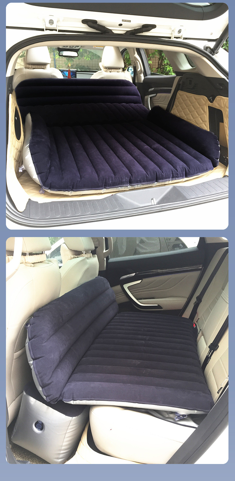SUV car inflatable bed, rear seat sleeping pad, trunk sleeping pad, suitable for road trips and camping, foldable and storable car air mattress