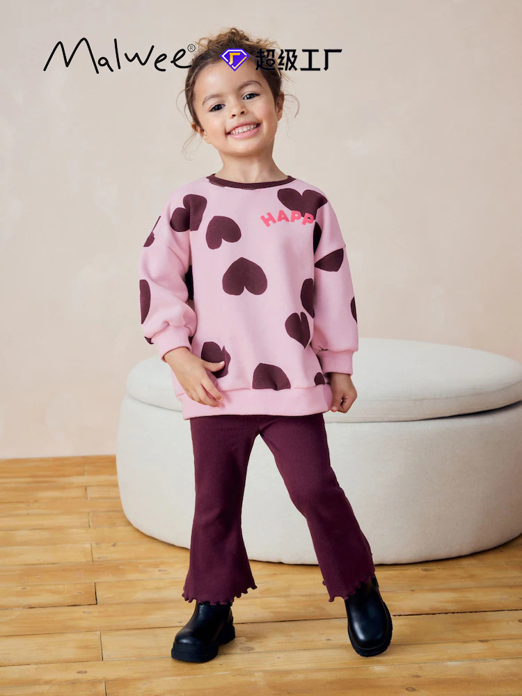 Malwee transfronterizo ropa de otoño ropa infantil chaqueta de otoño invierno nuevo estilo europeo y americano niños de cuello redondo manga larga hermosa impresión superior
