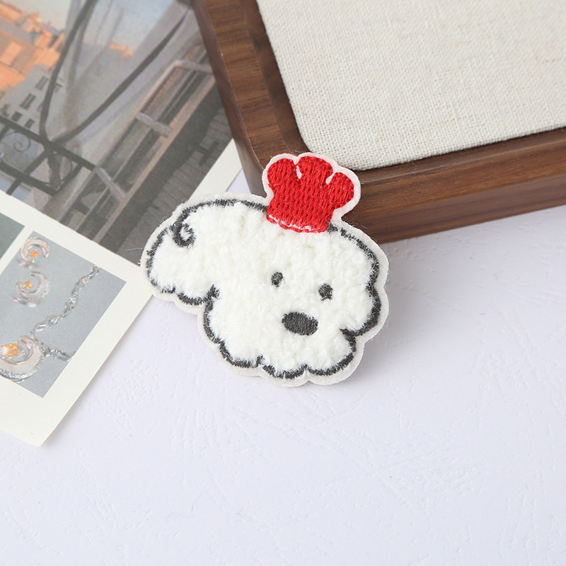 漫画の子犬刺繍ステッカーかわいい動物ぬいぐるみ自己粘着パッチパッチステッカー子供服アクセサリー|undefined