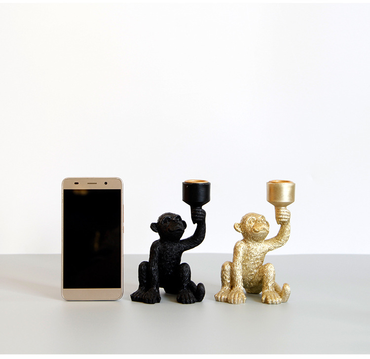 Vintage Style Monkey Resin Candlestick display picture 6