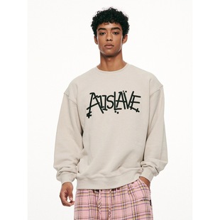 [Thin/Thick] Heavy Chinese Cotton/Silver Fox Velvet Graffiti Letter Printing Round Neck Sweats for Men and Women