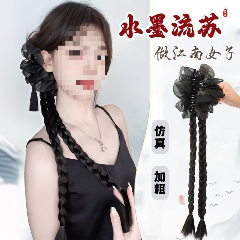 Nuevo estilo antiguo chino bordilla agarrar clip de cabello doble trenza almacenamiento completo sueño trenza de torsión entrelazado niños otros ventas calientes