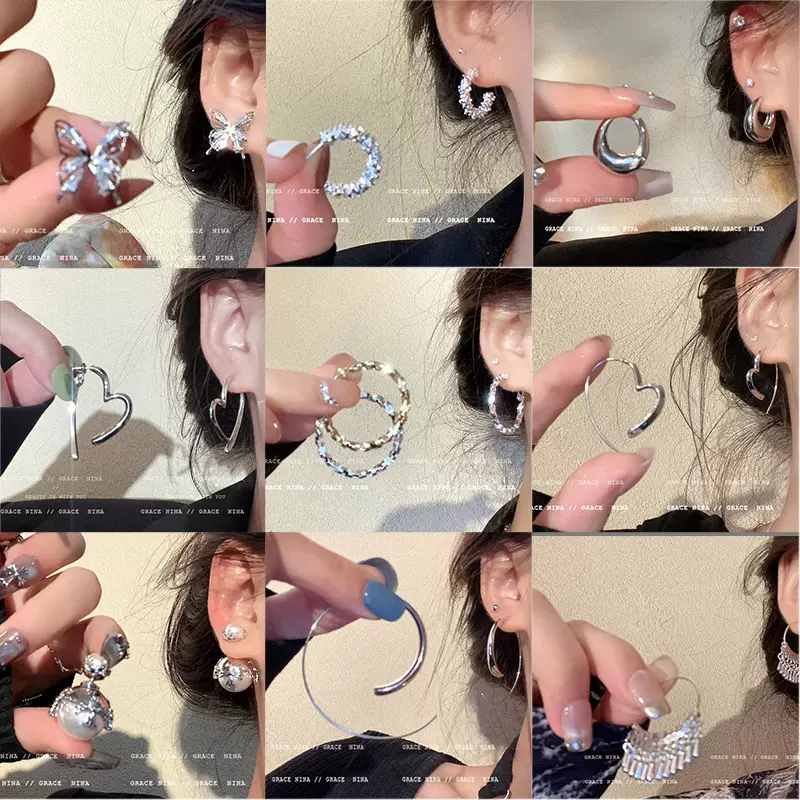 925银针珍珠锆石耳钉女时尚气质百搭高级感简约设计感耳环耳饰品