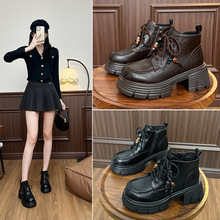 2025秋冬新款厚底增高粗跟舒适马丁靴短靴百搭不累脚超轻乐福鞋女