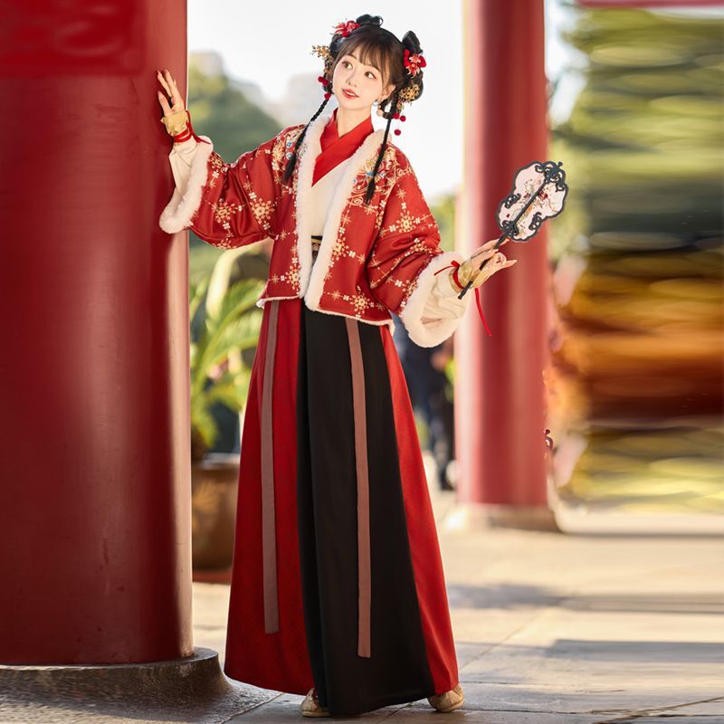 Original Autumn and Winter Thick Son Waist-wide Ethnic Style Men and Women Adult New Year Daily Couple Hanfu Chivalrous Ancient Clothes