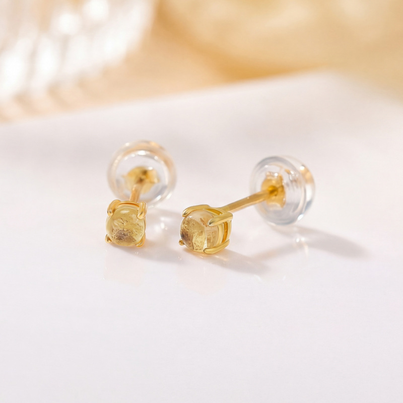 Bông tai bạc S925 mạ vàng đính pha lê trắng và pha lê vàng, kiểu dáng nhỏ nhắn tinh tế — Trắng pha lê