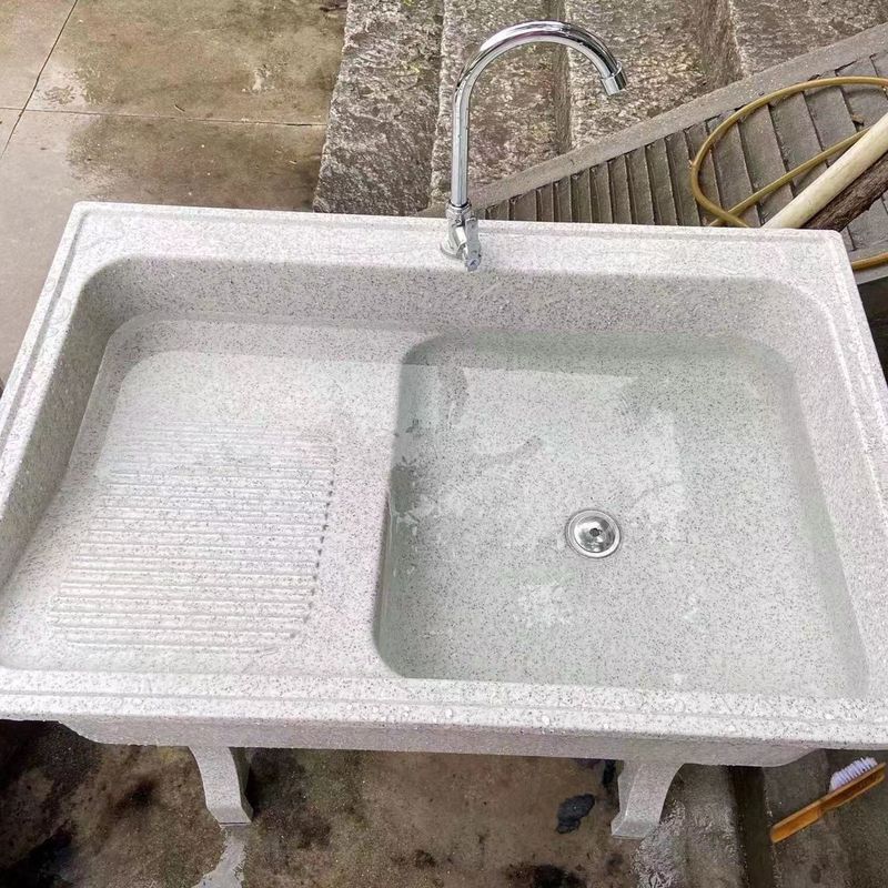 屋外ベランダ家庭用洗濯板付き洗濯台盆大理石一体式洗濯槽灰石英石洗濯池|undefined
