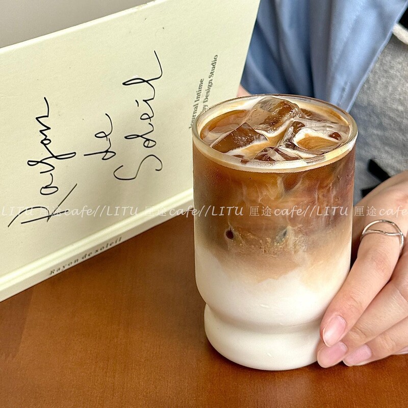 Ins Ice American Latte Coffee Cup Niche Milk Cup Beverage Juice Cup Simple Heat-Resistant Glass Water Cup Tea Cup
