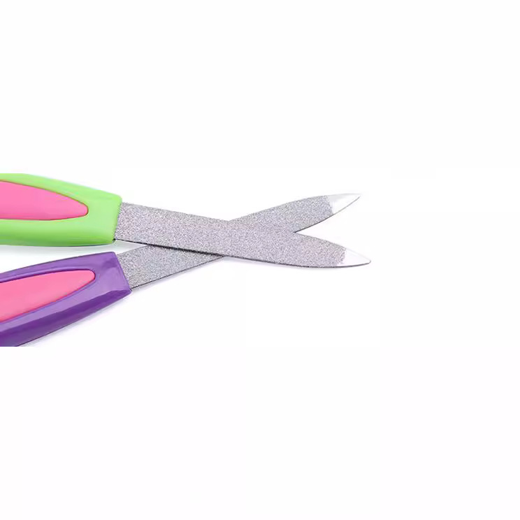 Manicura herramientas de uñas mango de plástico pelado de doble uso Archivo de manicura esmerilado Tenedor de piel muerta lima de uñas multifuncional