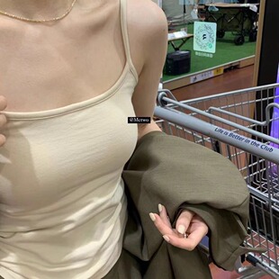 METWO super model flat mouth brushed sling women's comfortable skin-friendly warm autumn and winter square exposure vest with chest pad