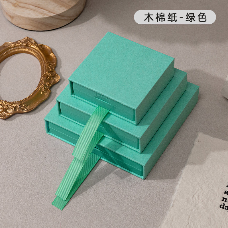 Caja de cajón de papel de Kapok verde (incluida la Caja de suspensión); 7*7*2cm