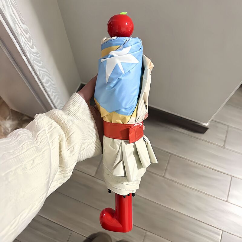 Apple Little Red Boots Handle Rain or Shine Umbrella High-Looking Sun Umbrella Sun Protection Uv Protection Parasol for Women