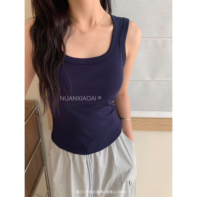 暖小艾吊带背心3655吊带U领无袖修身防走光收副乳宽肩背心打低衣|undefined