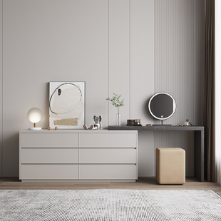M* Solid Wood Italian Normcore Dressing Table Chest of Drawers Integrated Bedroom Tv Cabinet Dressing Table Combination Bedside Storage