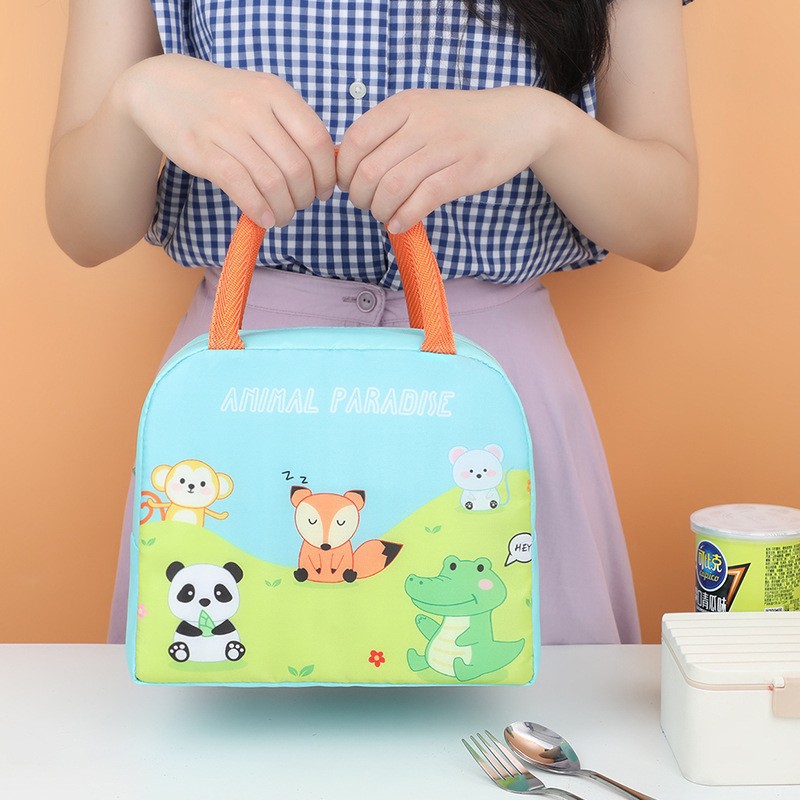 Bolsa de lonchera de dibujos animados lindo para ir a la escuela con comida bolsa de aislamiento bolsa bento para estudiantes papel de aluminio lindo bolso portátil bolsa de almuerzo