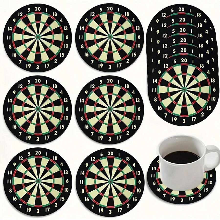 나무 복고풍 코스터 다트 섀시 코스터 6PCS