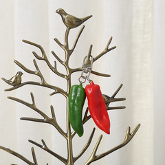 Simulated red and green pepper keychain pendant, creative food and vegetable bag pendant, PVC simulated bell pepper