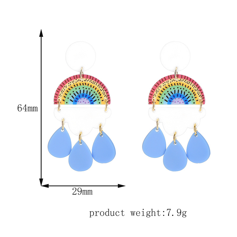Nihaojewelry Korean Style Rainbow Water Drop Pendant Earrings Wholesale Jewelry display picture 6