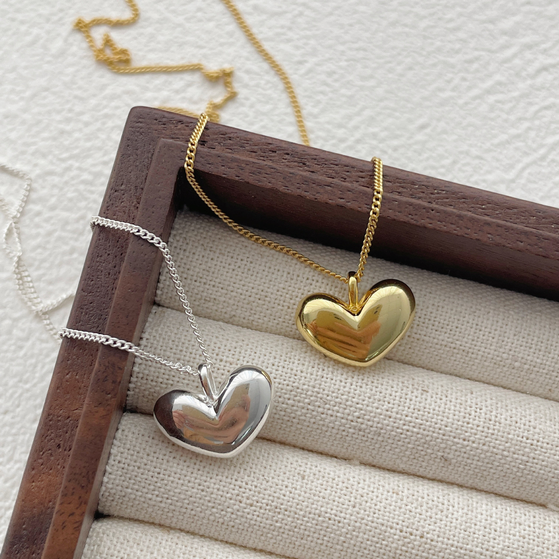 Simple Style Heart Shape Sterling Silver Plating Gold Plated Pendant Necklace display picture 3