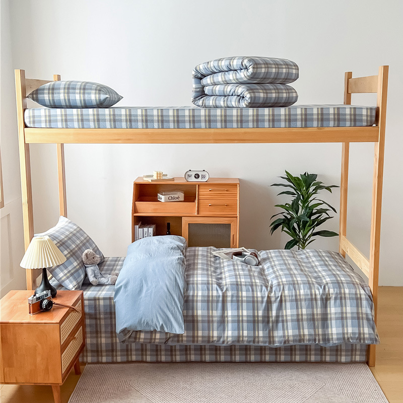 Al comienzo de la temporada escolar, ropa de cama de tres piezas para dormitorios de estudiantes universitarios de algodón de clase A, sábanas generales y fundas de edredón se pueden lavar a máquina