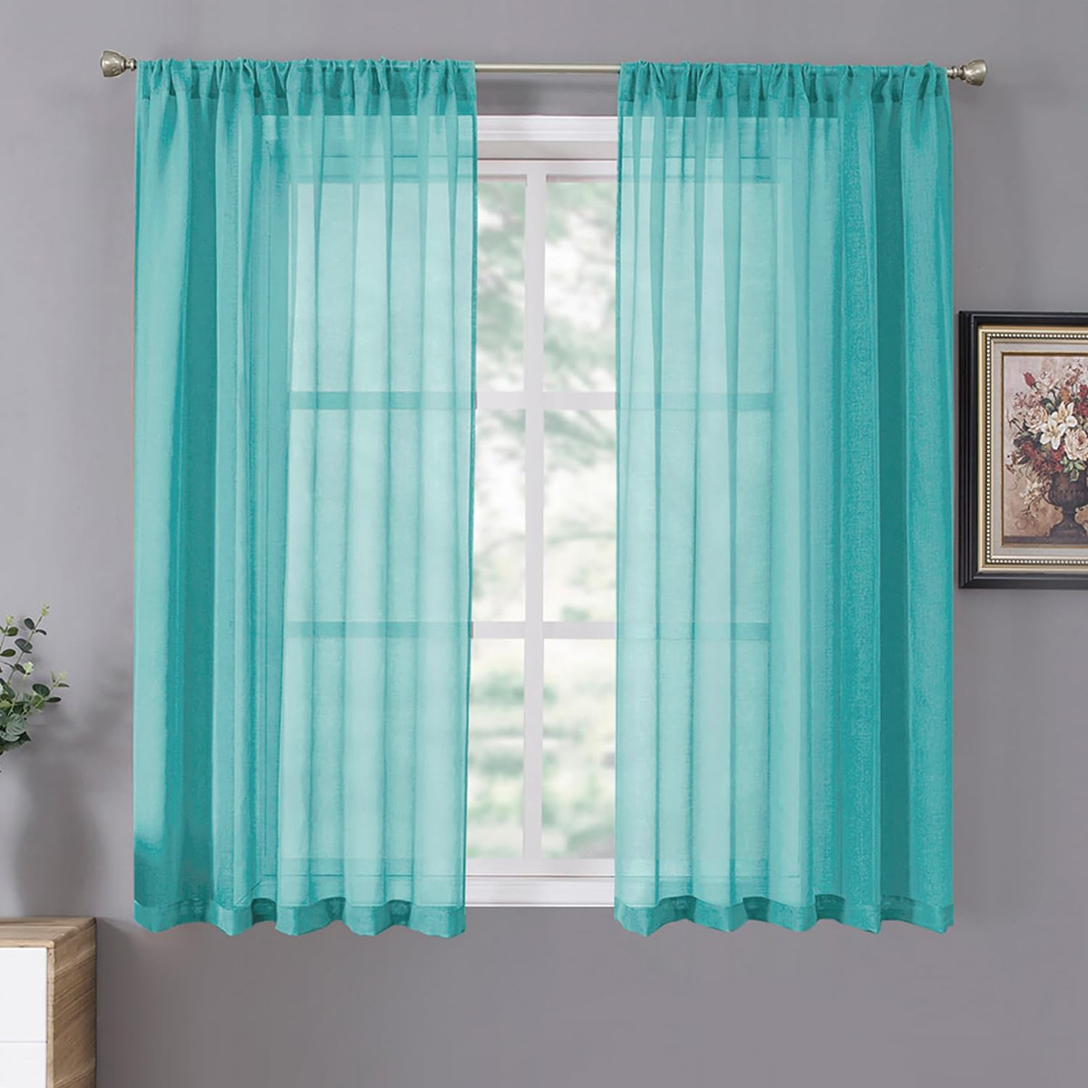 Meikeduo cross-border color sólido todo Duoli hilo de ventana semi-sombreado cortina terminada Amazon SHEIN spot