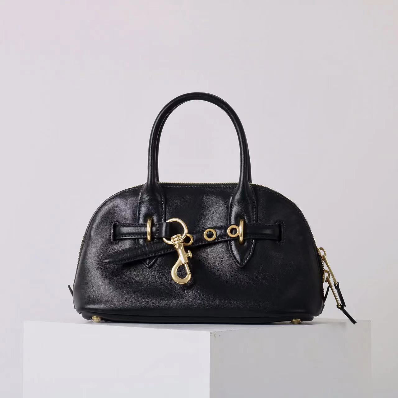 Top Grain Vegetable-Tanned Sheepskin Shell Bag 2025 New Arrival Handbag Shoulder Crossbody Bag For Women Fashion Versatile Boston Small Bag - Thumbnail 7