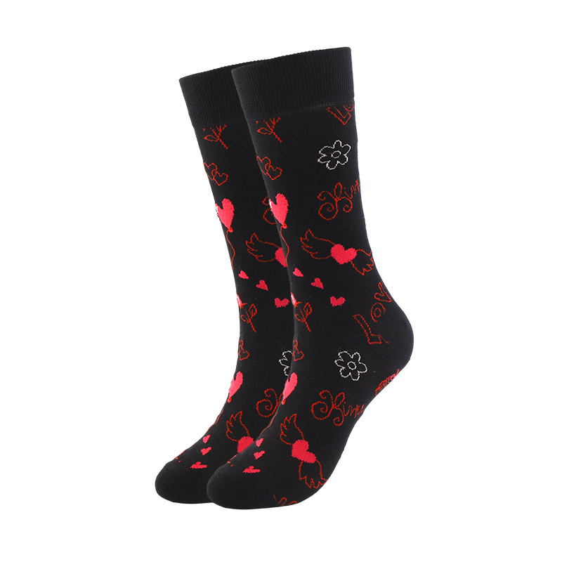 Calcetines transfronterizos del día de San Valentín calcetines de tubo de color de contraste de amor Valentine's Day amantes de los calcetines de algodón fabricantes