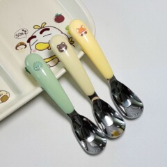 316ステンレス製元宝スプーン子供食器赤ちゃん補助スプーン幼稚園家庭用食事外出携帯スプーン