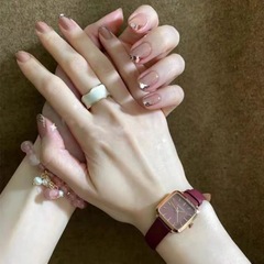 Handmade Wearable French Short Square Glitter Nail Sticker 2022 New Autumn Winter Whitening Nail Sticker Wholesale