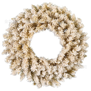90cm Christmas Large Garland Handmade Golden Flocking Wall Hanging Wreath Rattan Mall Pendant Atmosphere Scene Arrangement