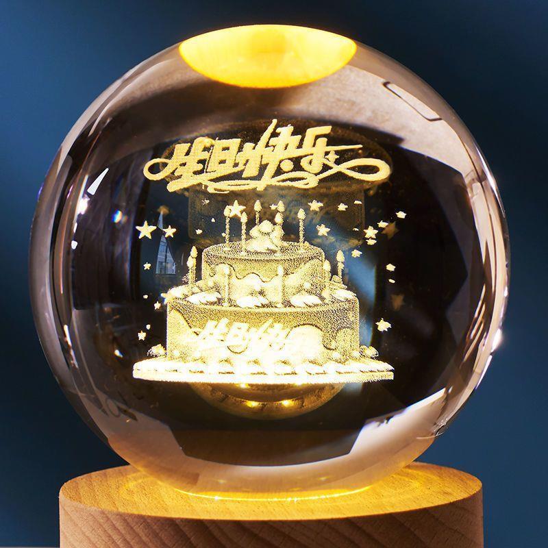 Cielo estrellado luminoso bola de cristal decoración Sol Galaxy Regalo de Cumpleaños luz de la noche regalo del Día de San Valentín de Navidad