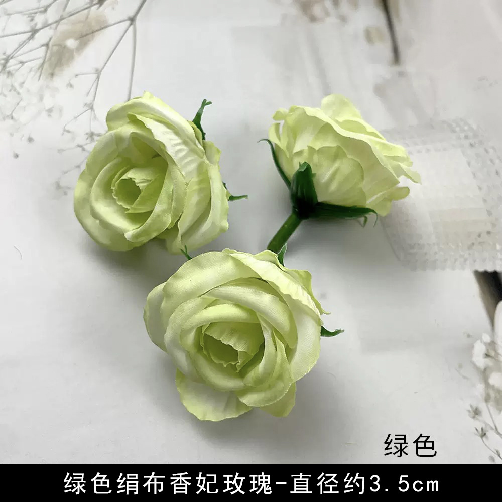 Simulación verde flor al por mayor flor falsa hecha a mano material pinza de flores accesorios de tocado de flor pequeña decoración del salón de bodas
