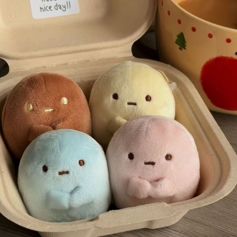 New Sumikko Gurashi four-color round plush toys, pink, blue, and yellow, cute dolls, a complete set as a gift for good friends New Sumikko Gurashi four-color round plush toys, pink, blue, and yellow, cute dolls, a complete set as a gift for good friends