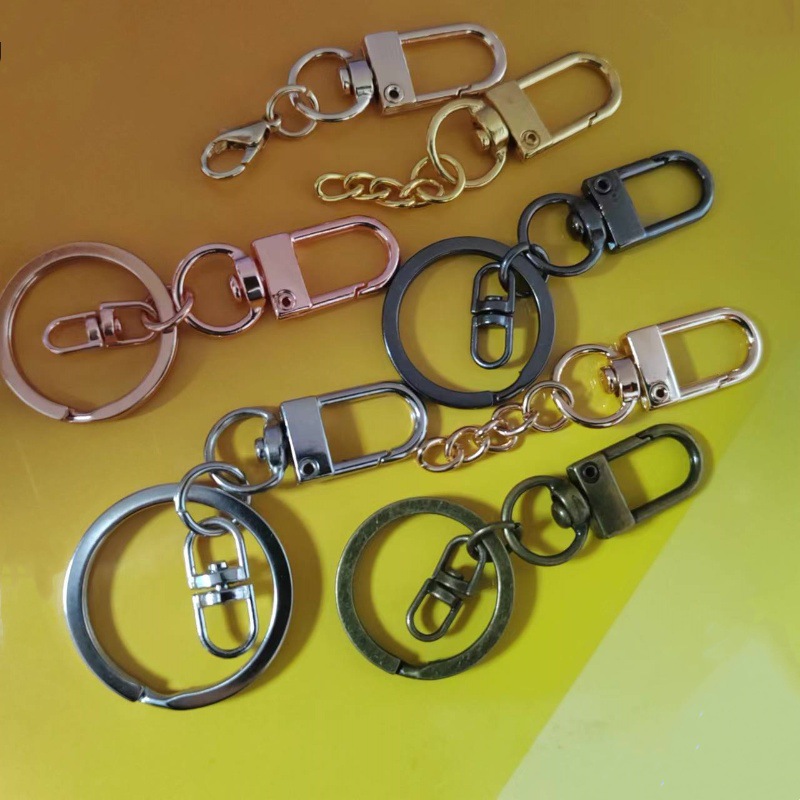 跨境专供三分小门扣锌合金U型弹簧小龙虾扣带链金属8字钥匙扣挂件