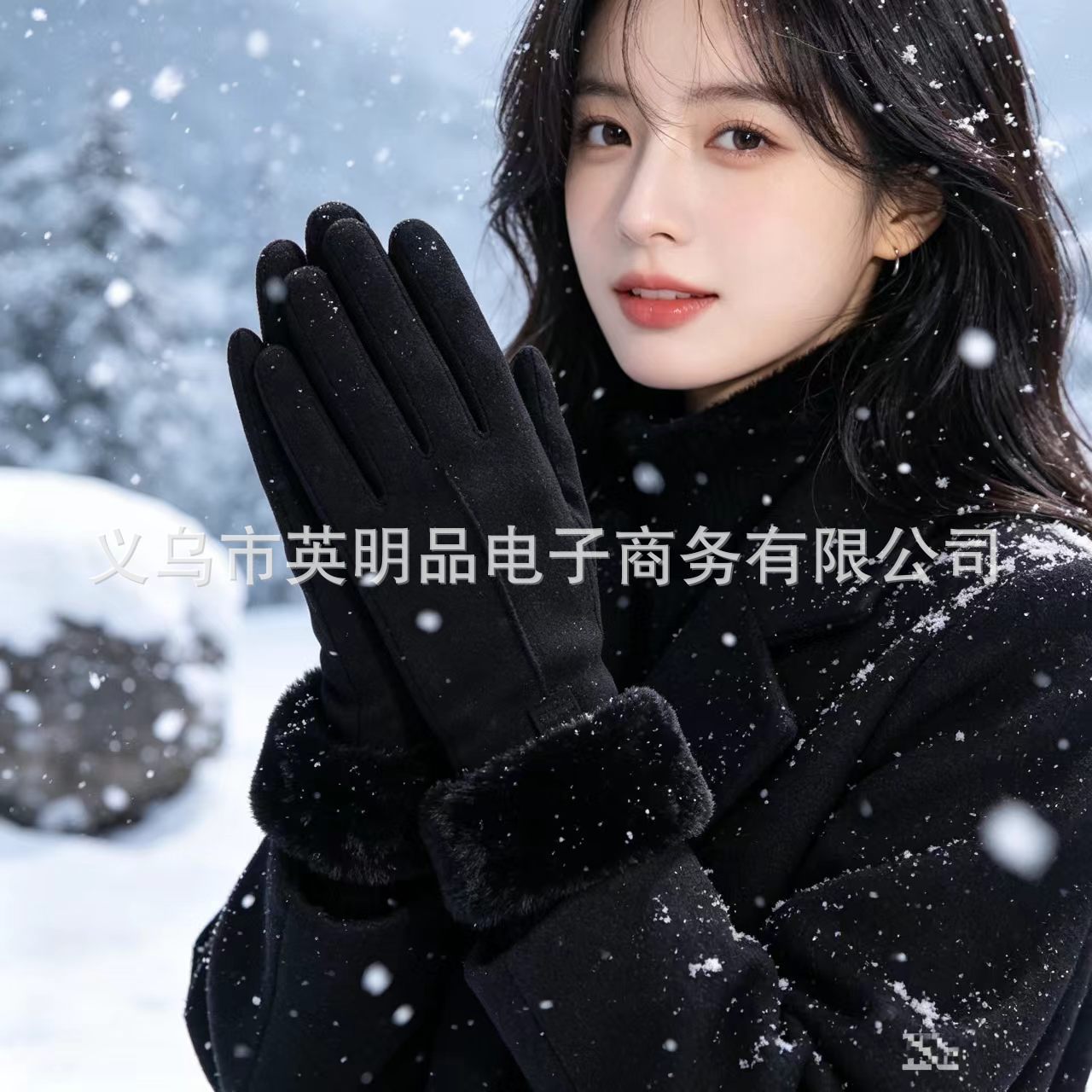 Guantes de gamuza de otoño e invierno, guantes de pelo de terciopelo ártico, guantes cálidos gruesos, pantallas táctiles a prueba de viento, guantes de mujer de ciclismo al por mayor