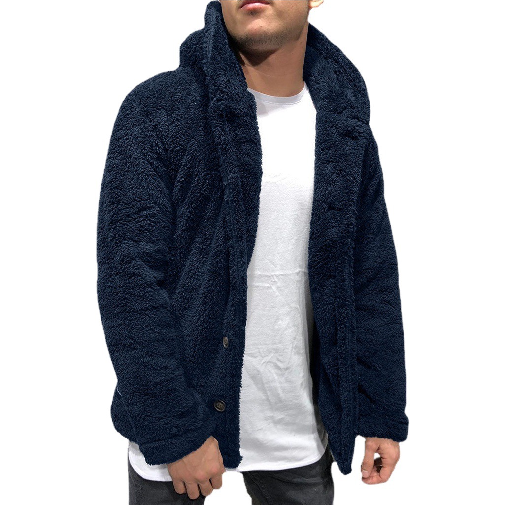 2025 Foreign Trade Cross-Border Autumn and Winter Season Men's Hooded Solid Color Jacket Fleece Sweater European and American Fashion Trendy Men's Clothing in Stock